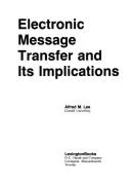 Electronic-Message Transferir y Su Implications Tapa Dura de Alfred
