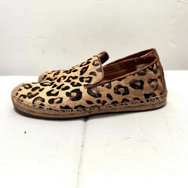 UGG SANDRINNE CALF Hair Leopard Animal Print Slip On Loafer Shoes