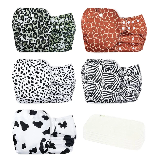 Newborn Baby Cloth Nappy Pocket Diapers Breathable Reusable Washable Bamboo 5pcs