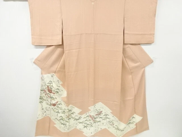 6535050: Japanese Kimono / Vintage Iro-Tomesode / Embroidery / Crane & Pine & Tr