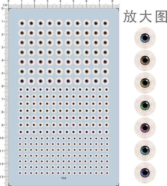 Bola de ojos tipo de color diferente escala para figuras kit modelo calcomanía tobogán de agua