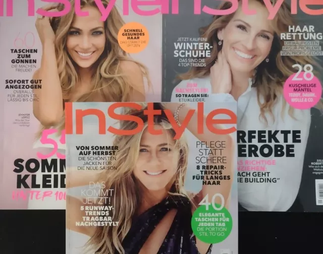 3x Zeitschrift InStyle - Julia Roberts-Jennifer Lopez- Jennifer Aniston 2020/21 2