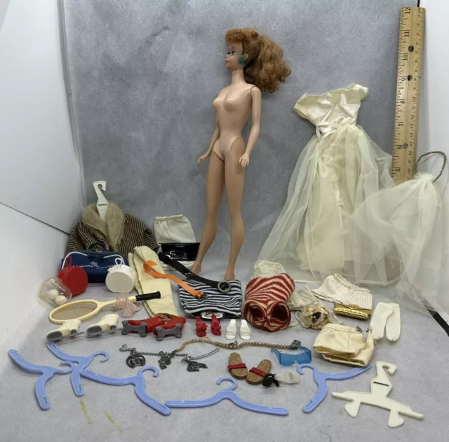 1968 MIDGE ROOTED  TITAN REDHEAD PONYTAIL BARBIE DOLL (AS IS)+ Acessories Read