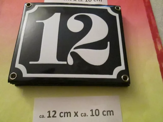 Número de casa esmalte no 12 número blanco sobre fondo azul 12 cm x 10 cm