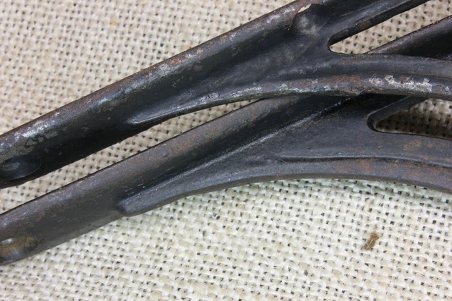 2 Old Shelf Brackets 5 X 6” Weathered Paint Cast Iron Rustic Vintage Supports 8