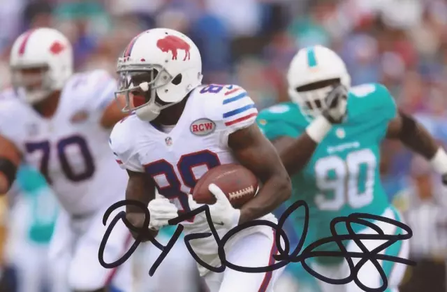 BUFFALO BILLS: MARQUISE GOODWIN SIGNED 6x4 NFL ACTION PHOTO+COA **PROOF**