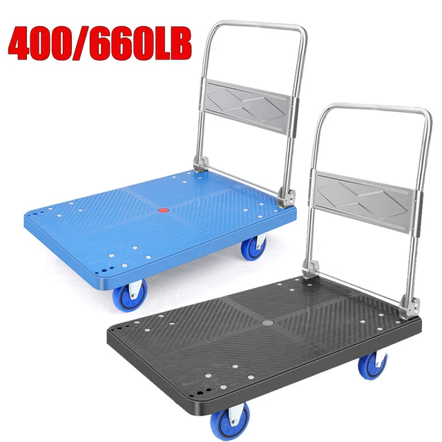 400/660 lbs Folding Platform Cart Dolly Push Hand Truck Moving Warehouse