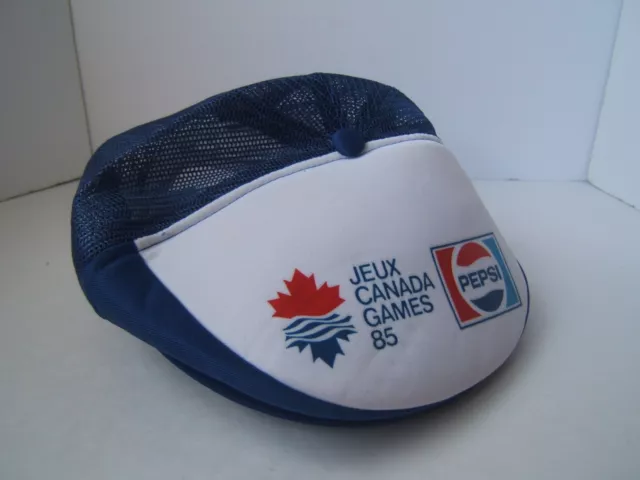 VINTAGE PEPSI FLAT Cap Jeux Canada Games 85 Blue Mesh Snapback Cola ...