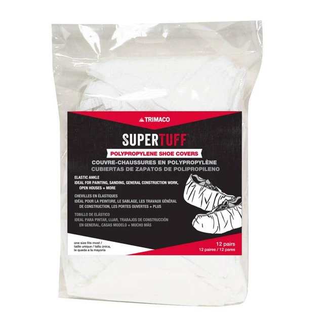 Supertuff Polypropylene Disposable Shoe Covers (12-Pair)