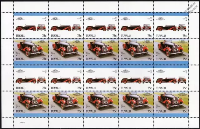 1931 TALBOT 105 Sports Car 20-Stamp Sheet / Auto 100 Leaders of the World