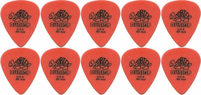 10 x Jim Dunlop TORTEX 0.60mm Guitar Picks 418R Orange Standard