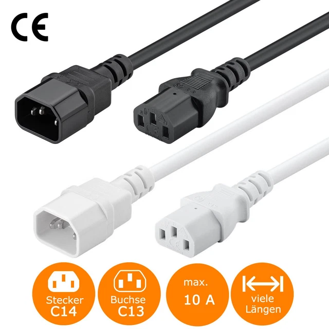 Cavo apparecchio freddo Euro presa apparecchio C13 su C14 cavo apparecchio freddo prolunga 3 pin
