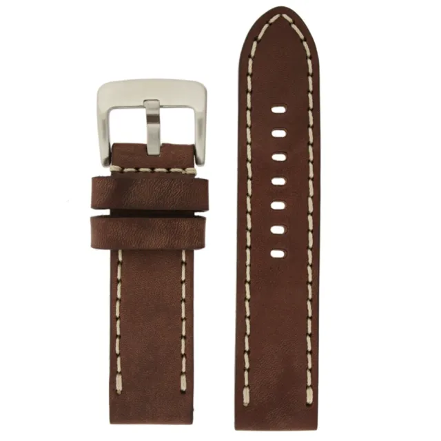 Watch Band Fits Panerai Thick Leather Brown Heavy Buckle Mens 22mm 24mm