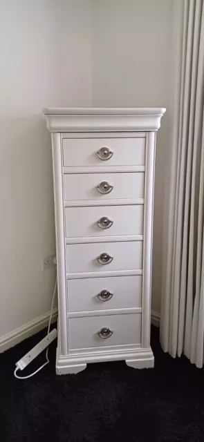 White tallboy chest of drawers