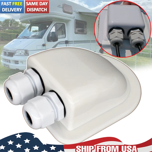 RV ROOF JUNCTION Box For Solar Panel Wiring Double Cable Entry Gland