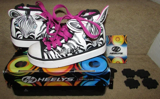 Heelys Girls Zoo Crew Zebra Roller Shoes Youth 13C Double Wheels #770504K