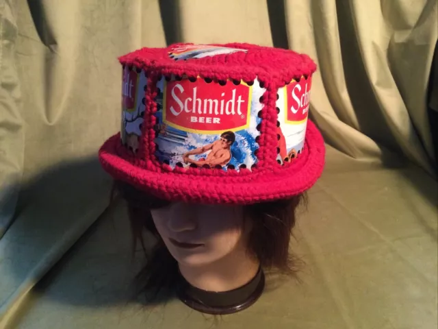 Vintage Schmidt Beer Can Crocheted Hat