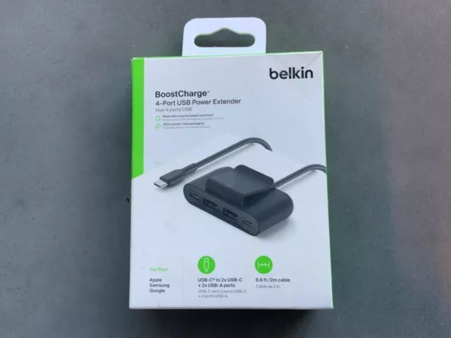 Belkin BOOSTCHARGE 4-Port USB Power Extender with 2m cable - BRAND NEW