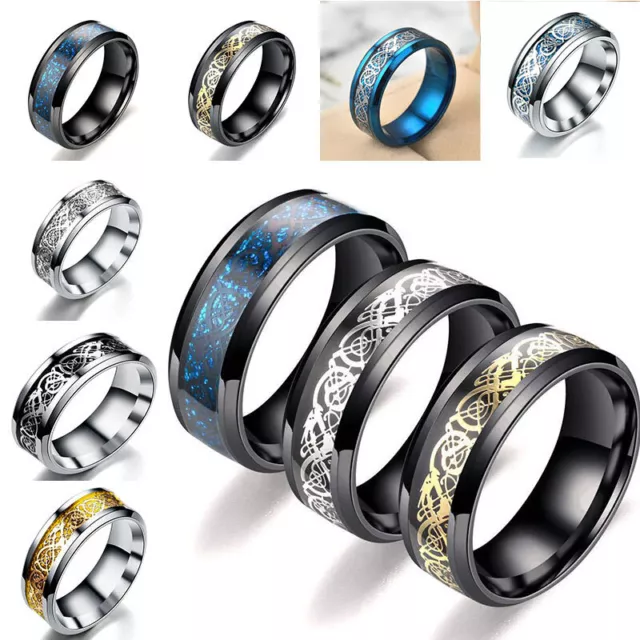 Bague De Mariage En Acier Inoxydable Pour Hommes Incrustation De Dragon ✿