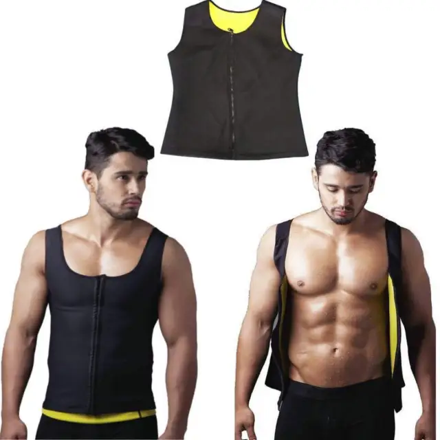 Canotta Uomo Con Zip Fitness Sport Palestra Dimagrante Sauna Suda Hot Shapers