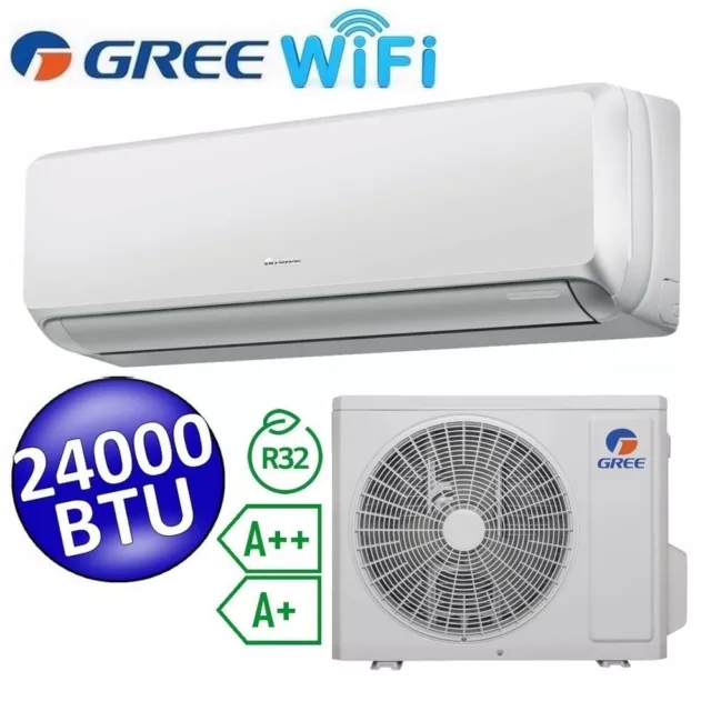 3S Fuli Gree Climatiseur Mono Split 24000 Btu Classe A++/A+ Inverter R32 Wifi