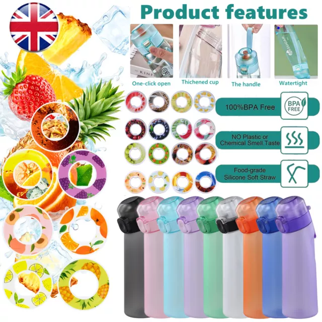 650Ml Air Water Bottle with 7 Fruit Pods Included. Flavoured Water Bottle Up