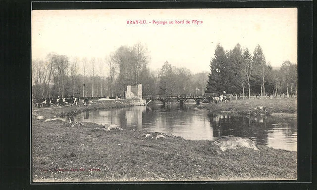 CPA Bray-et-Lu, Paysage au bord de l´Epte