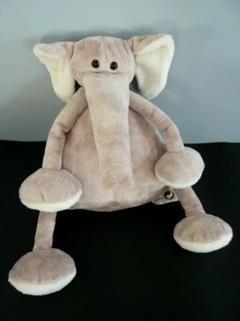 A8- DOUDOU PELUCHE  ENESCO  ELEPHANT GRIS BEIGE TAUPE BLANC ECRU 26cms - TTBE