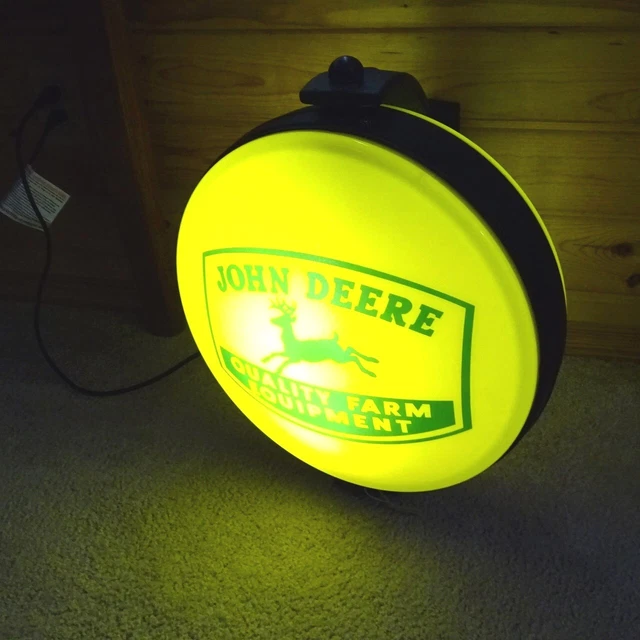 Vintage John Deere Rotating Light, Round, Wall Mount, "Quality Farm Equipment"