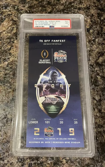 Joe Burrow LSU 8 TD Vs Oklahoma Jalen Hurts 2019 Peac Bowl Playoff Ticket PSA 9