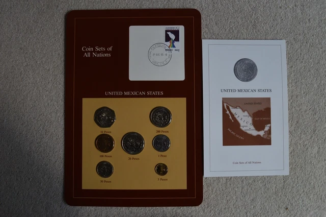 Coin Sets of All Nations - Mexico 1985-1988 UNC 200 Pesos to 1