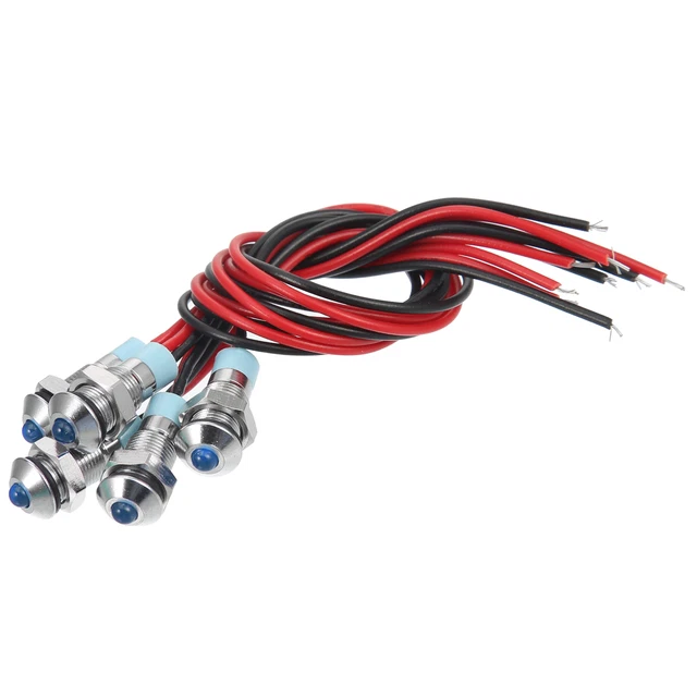 5uds 6mm Interior LED Indicador Luz Levantada Cabeza 150mm Azul