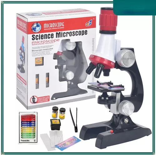 Microscope Kit LED 100/400/1200X School Educational Toy Biological Microscope