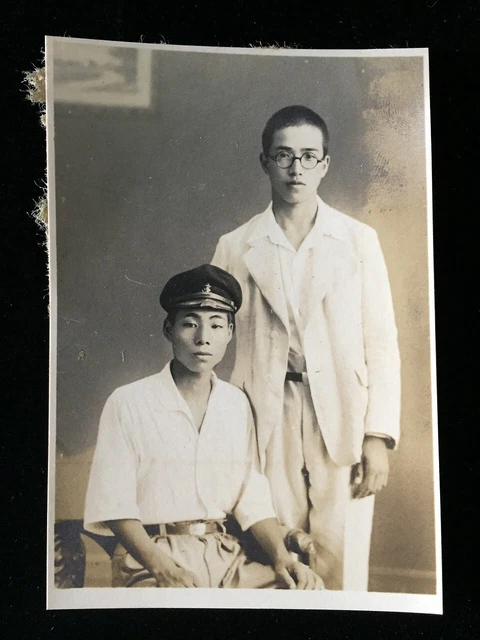 #741 Giapponese Vintage Foto 1940s / Ragazzo Man Brother Tappo Student