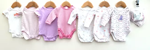 Baby Girls Bundle Of Bodysuits & Scratch Mitts Age 0-3 Months Disney M&S Tu Next