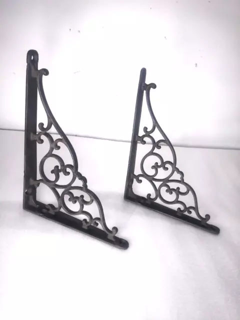 Vintage Ornate Cast Iron Antique Shelf Brackets Clean Ready to use or Paint