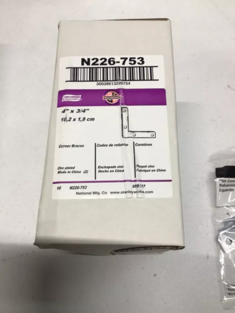 National Hardware- N226-753 Flat Corner Iron Brace 4 x 3/4" - *10 -4 Packs*