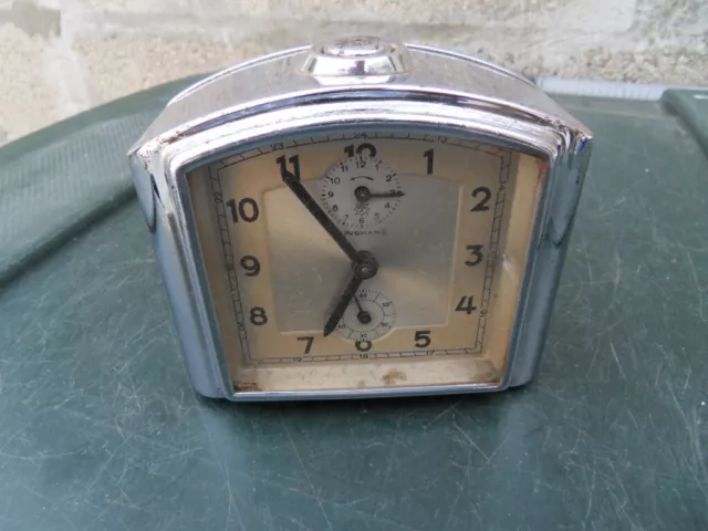 Ancien réveil pendule horloge mecanique Vintage alarm clock JUNGHANS ART DECO