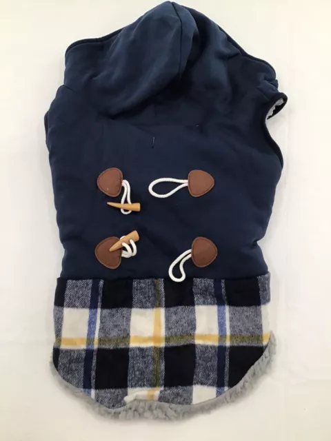 Vibrant Life Size Large Blue Plaid Dog Coat Shirt Jacket Clothes Warm