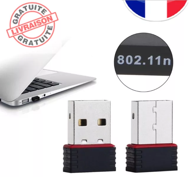 MINI CLE WIFI USB Adaptateur Sans Fil Dongle Réseau Wireless 150Mbps 802.11n/g/b