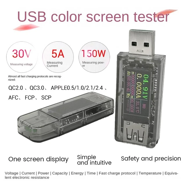 SALUTUYA Testeur USB RuiDeng AT34 USB 3.0 Couleur Voltmètre LCD Ampèremètre Compteur De Courant
