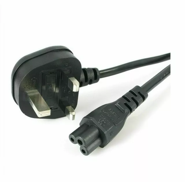 2M, 3M, 5M Mains Dell Power Lead Cable UK 3-Pin Plug C5 IEC Clover Leaf Laptop