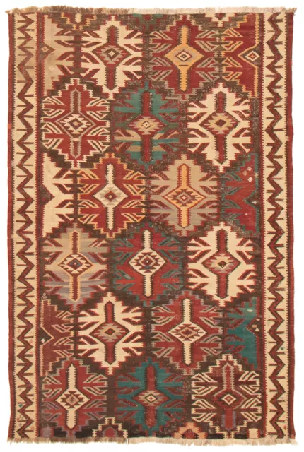 Vintage Hand Woven Turkish Carpet 5'11" x 8'7" Traditional Wool Kilim Rug