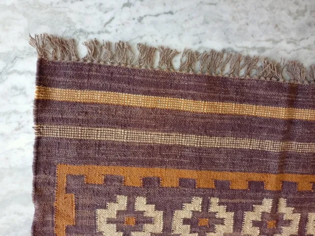 Geometric Art Deco Area Jute Wool Hand Woven Rugs 4 x 6 Feet Beige Indian Carpet