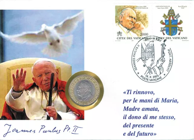 Vaticano Busta Pnc 2003 Papa Giovanni Paolo Ii Con Moneta Da 1000 Lire