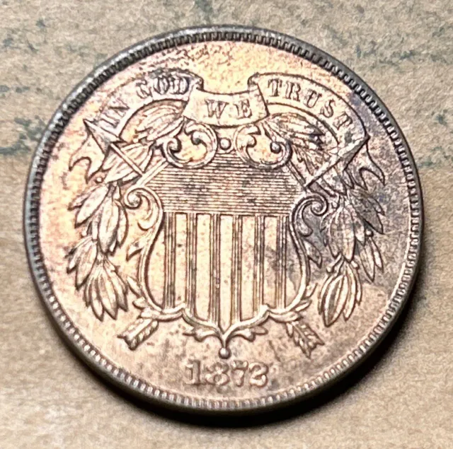 1872 Two Cent Piece AU/UNC Details  **Key Date**