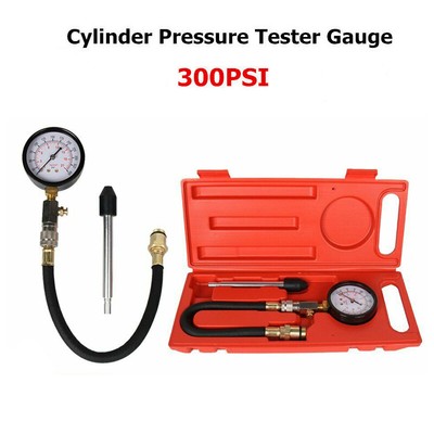 Zerone Testeur de Compression Testeur de Compression pour Moteur de Voiture Moto Compressiomètre 0-20 Bar 0 à 300 psi avec 4 Adapteurs M10 M12 M14 M18 