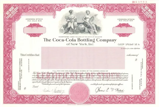 Coca-Cola Bottling Co. of New York, Inc. - Specimen Stocks and Bonds - Specimen