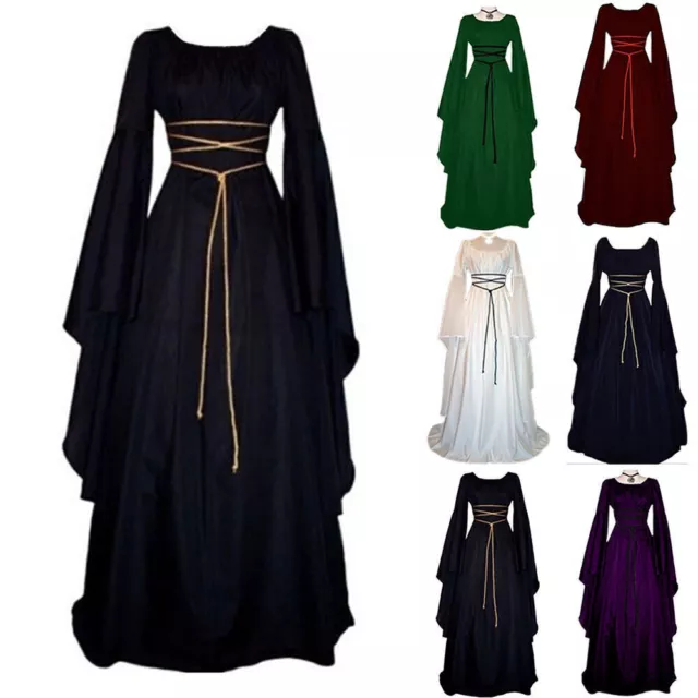 Damen Mittelalter Hexe Kleid Cosplay Vampir Kostüm Karneval Party Geschenk 2024