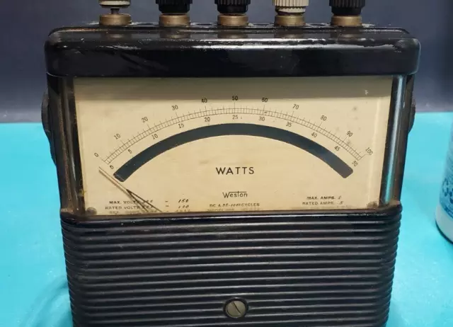 LARGE VINTAGE ELECTRICAL Weston AMPERES GAUGE  Steampunk Old Antique Amps Meter